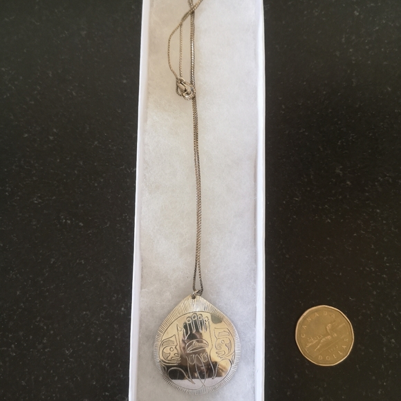 Jewelry - Signed Coast Salish Native Silver Necklace